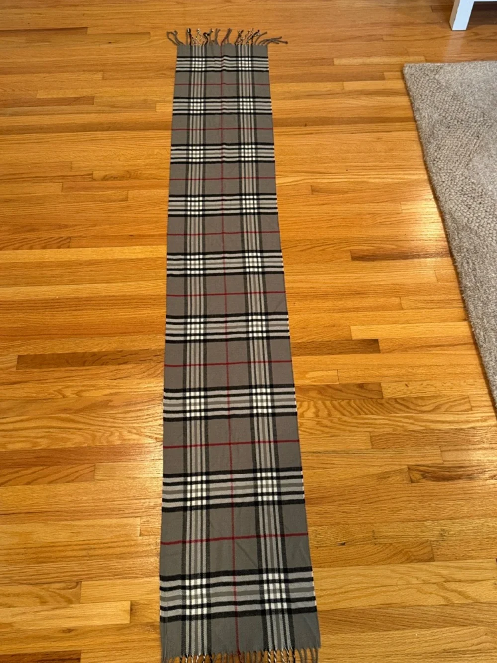 Men's 100% Cashmere Gray Plaid Scarf
